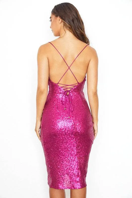 One And Only Sequin Cowl Front Bodycon Dress
