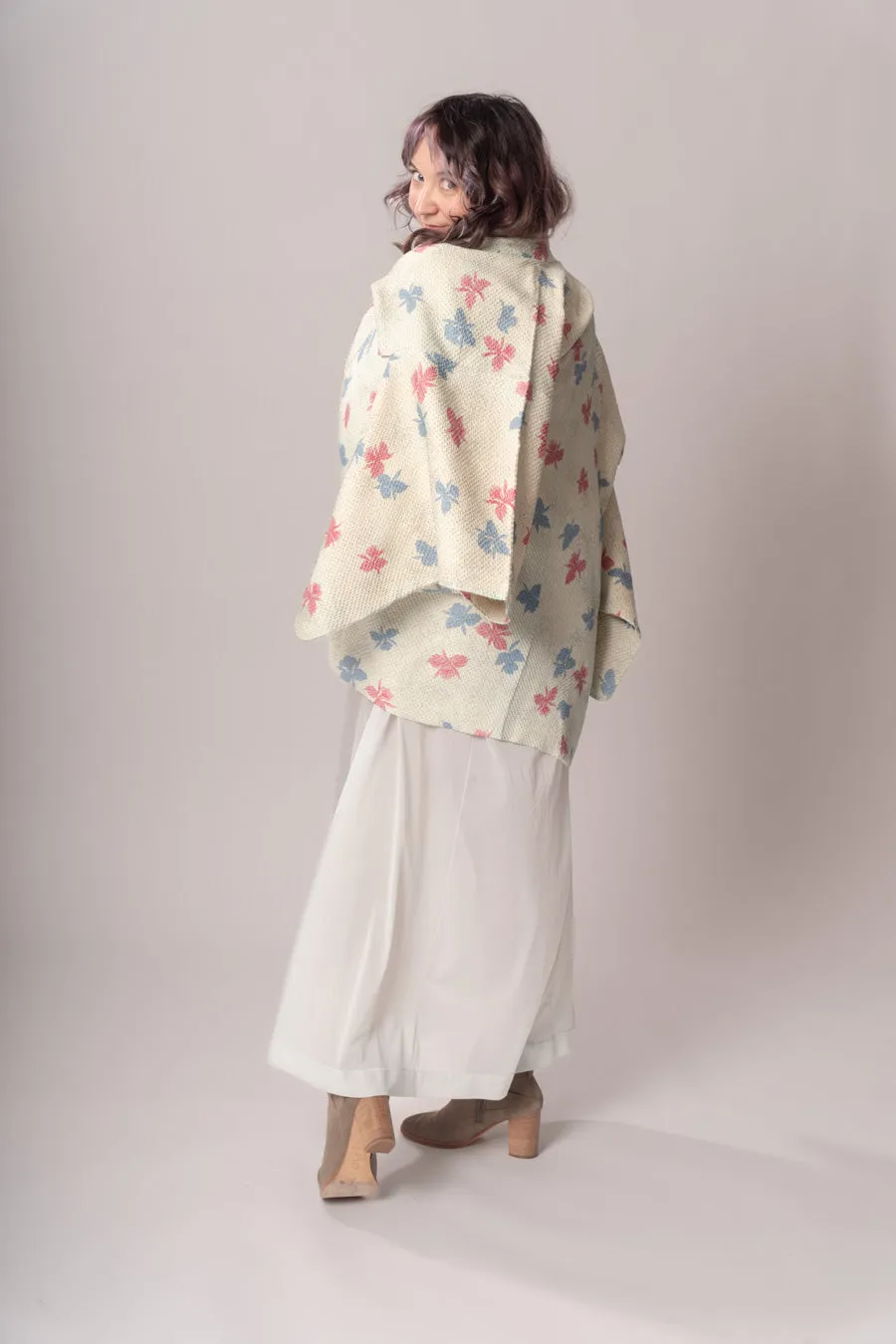 Pastel Blue Floral Shibori Haori Jacket