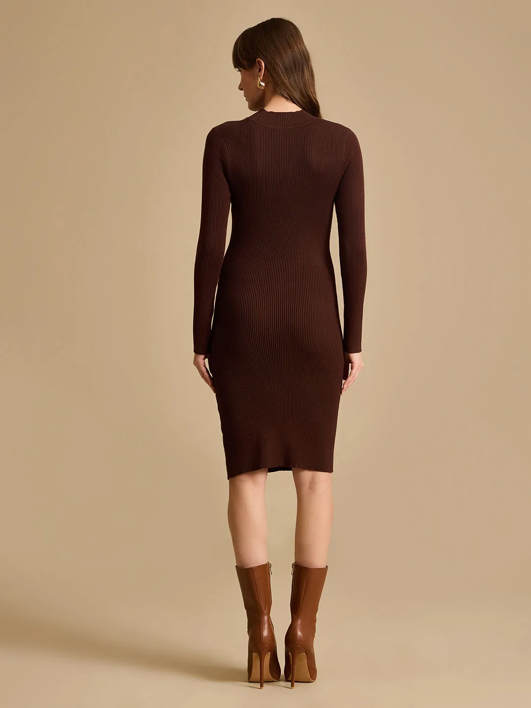 Patterned Winter Knit Midi Dress