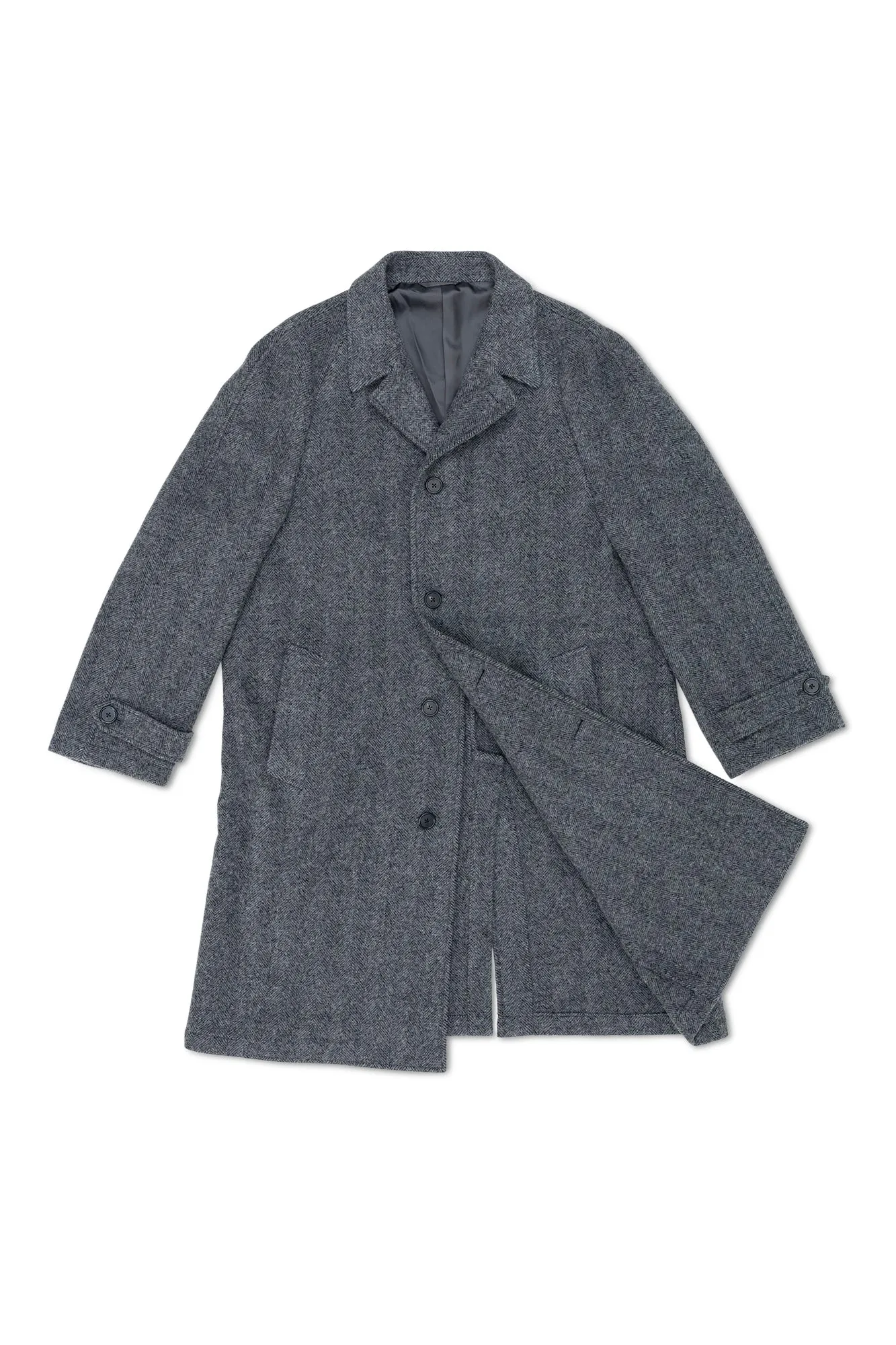 PML Balmacaan overcoat gray herringbone