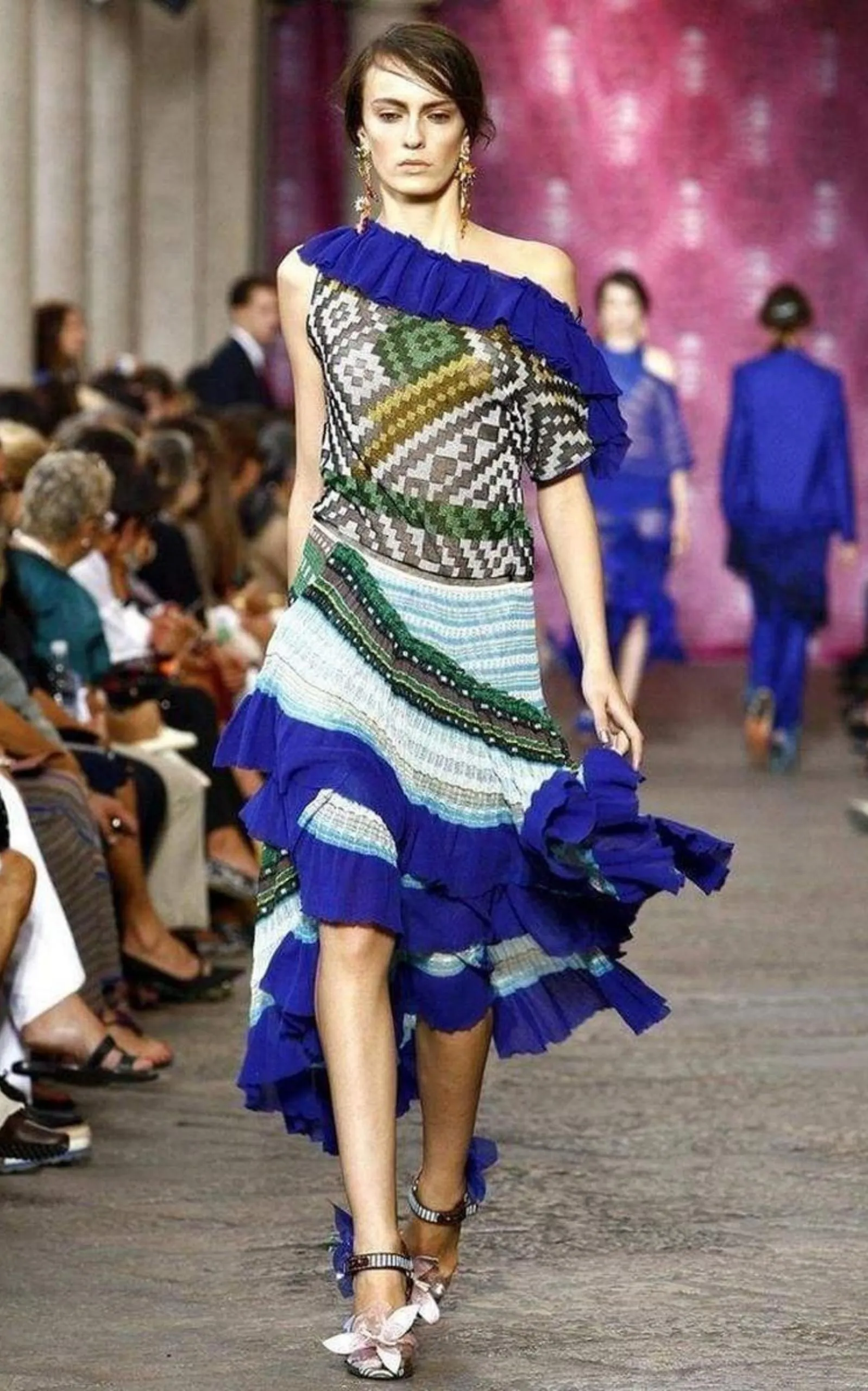 Roude Ruffled Crochet Knit Dress