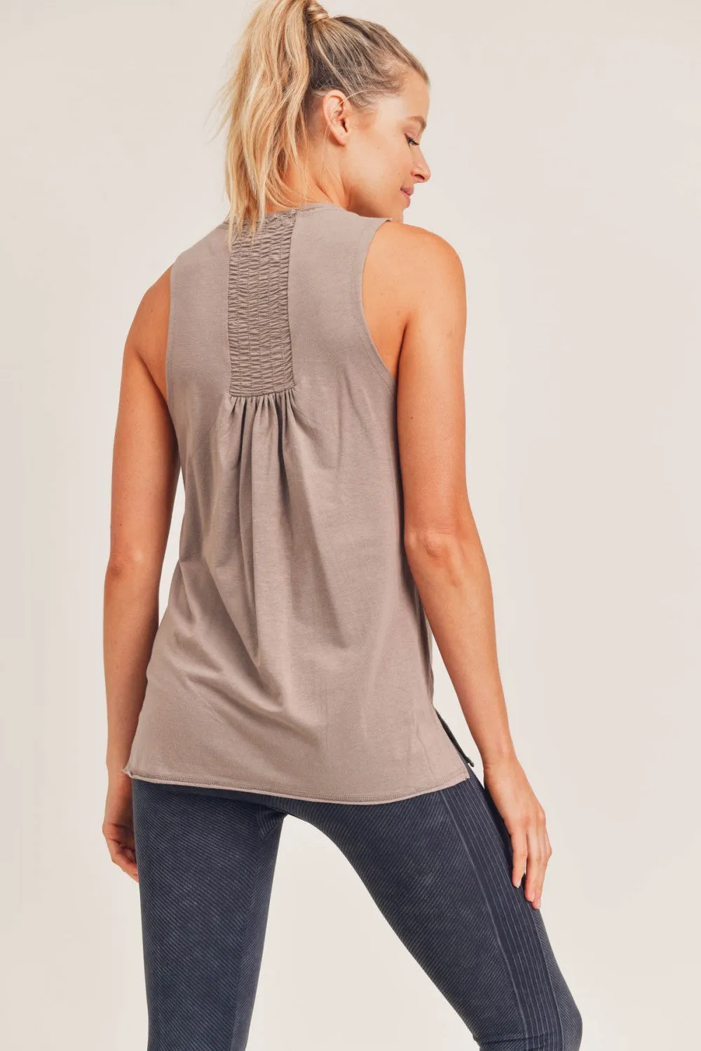 Shirred & Gathered Back Flow Tank Top