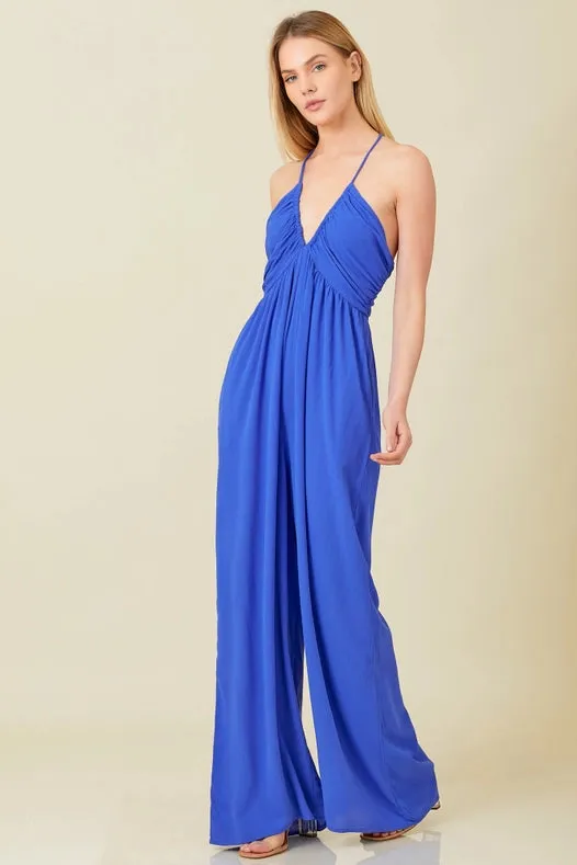 Strap Crossed Back Jumpsuit Blue