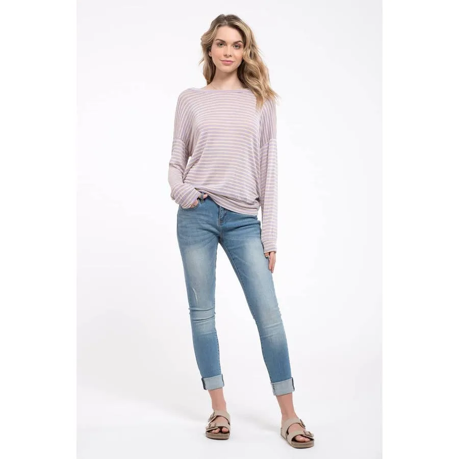 Striped Open Back Knit Top