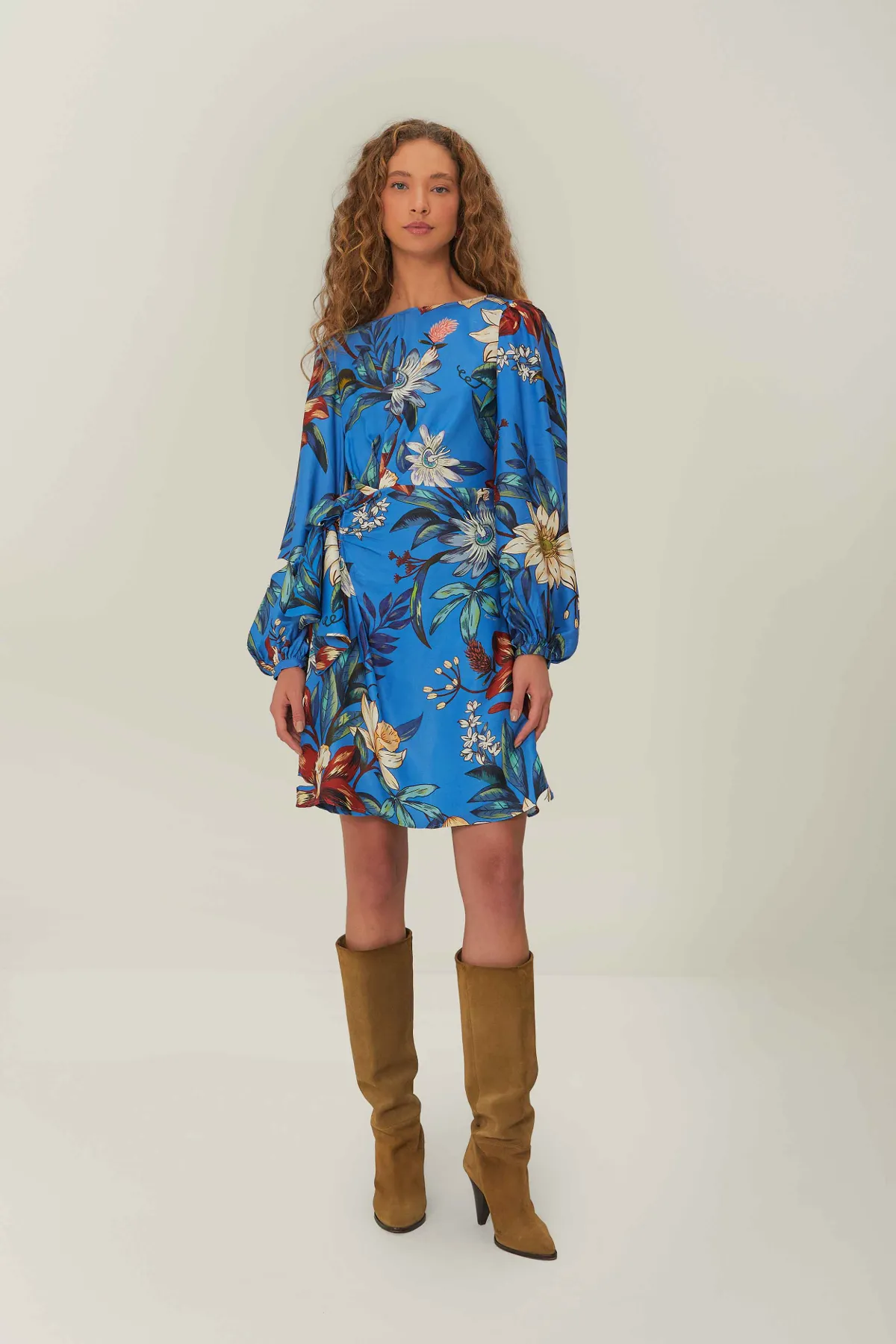 Surreal Flowers Blue Wrap Mini Dress