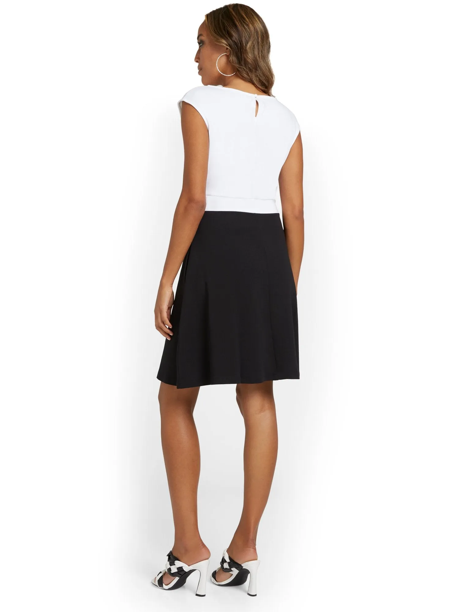 Two-Tone Flare Dress - City Knits