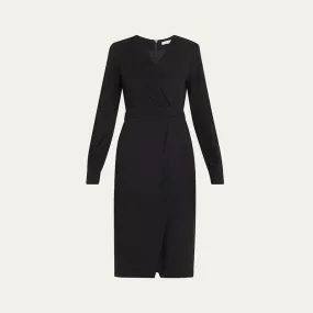Virtus Long Sleeve Jersey Faux Wrap Dress