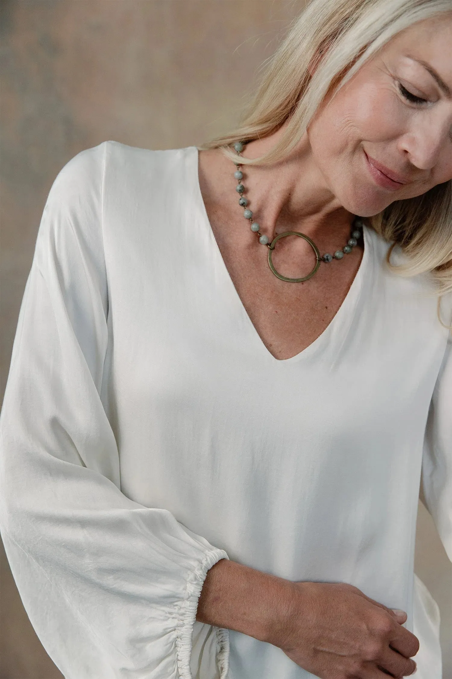Vivien Satin Top Ivory #520