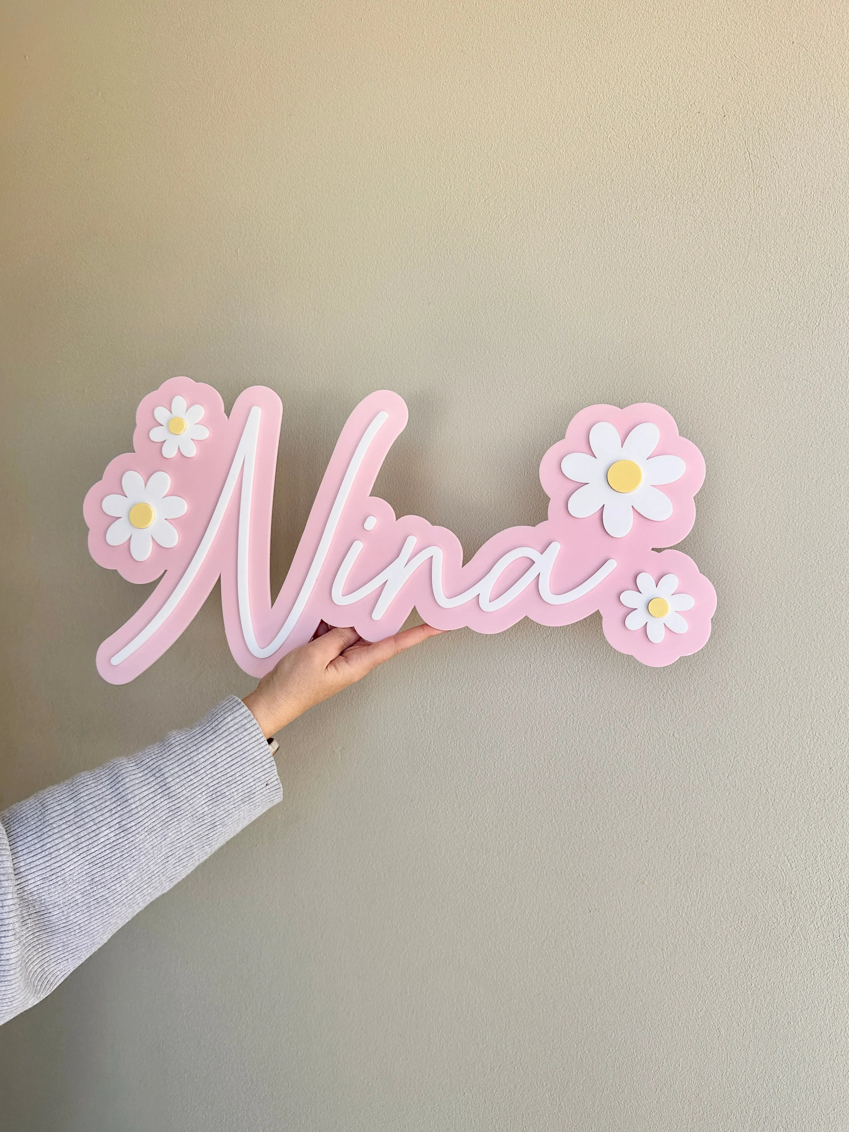 Wall Name Signage Flower style (2 layered cut out)