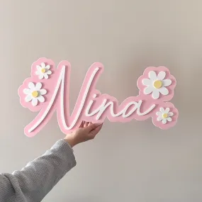 Wall Name Signage Flower style (2 layered cut out)
