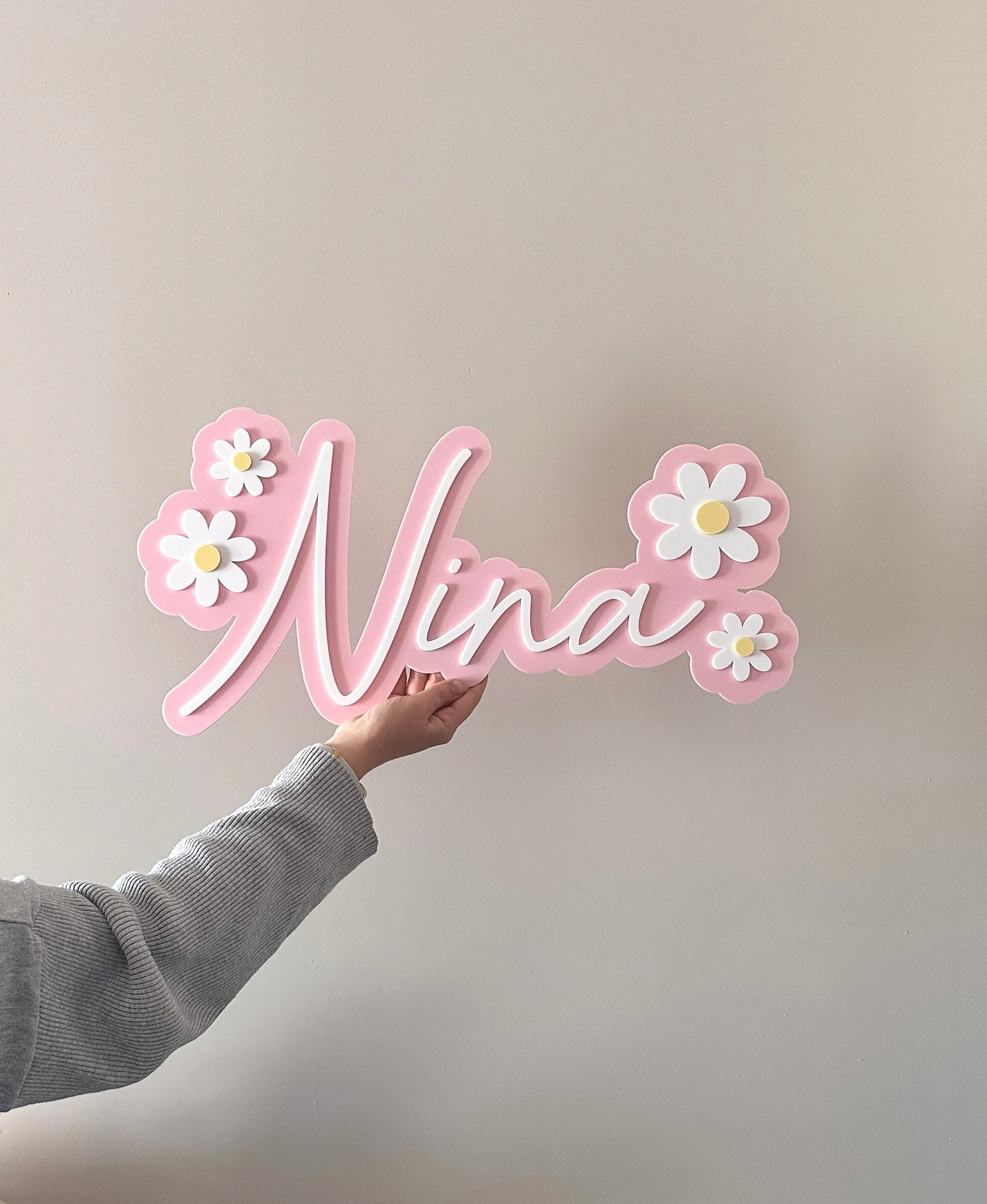 Wall Name Signage Flower style (2 layered cut out)