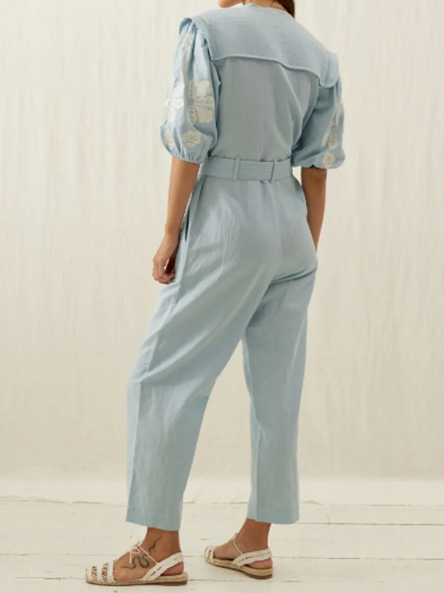 White Field Flowers Jumpsuit