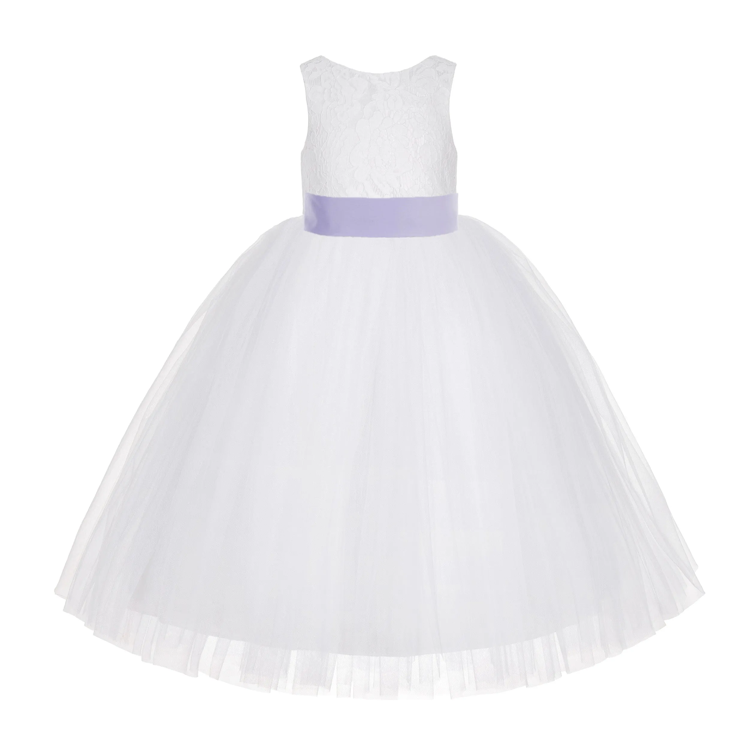 White Floral Lace Flower Girl Dress Special Occasions Wedding Christening Communion Baptism LG7(2)