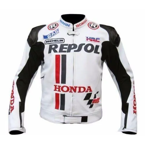 White Honda repsol motorycle jacket with armor protection