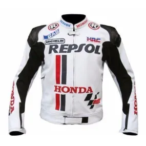 White Honda repsol motorycle jacket with armor protection