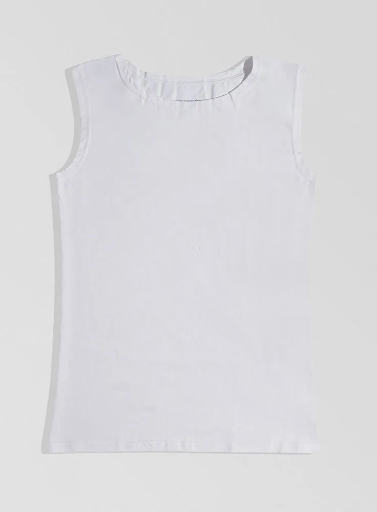 White Sleeveless Slim Fit Top