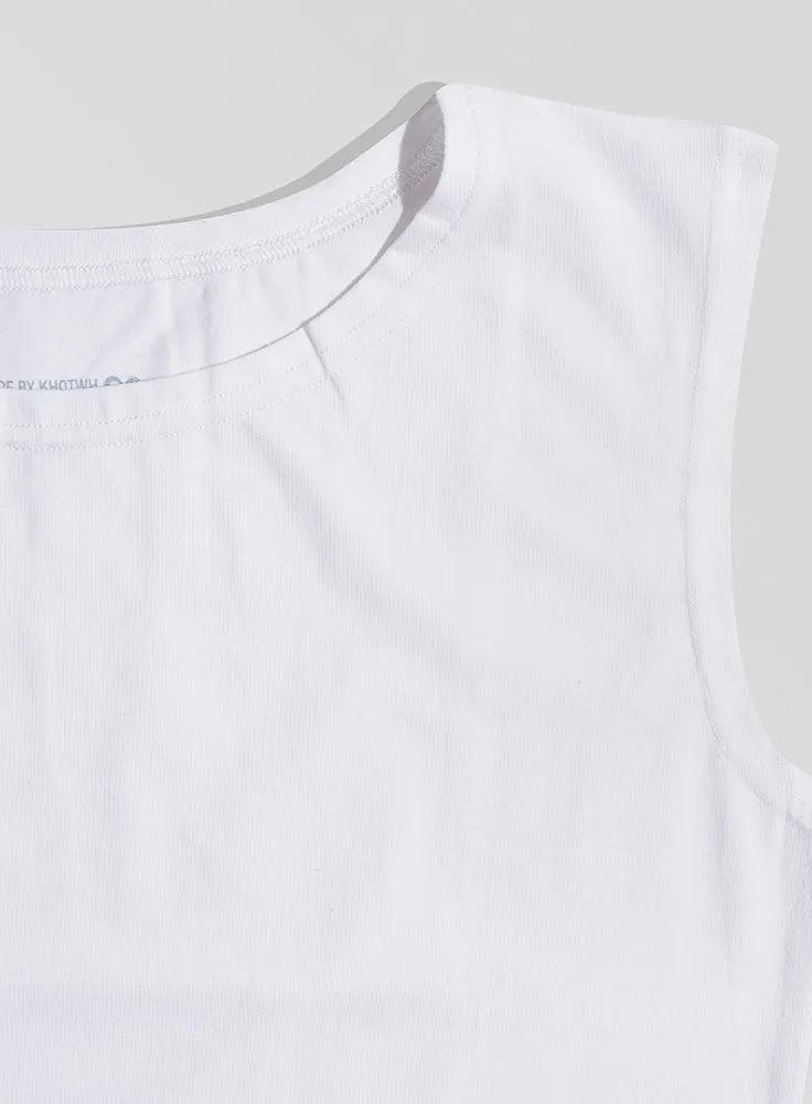 White Sleeveless Slim Fit Top