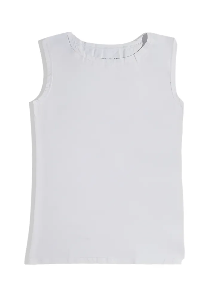 White Sleeveless Slim Fit Top