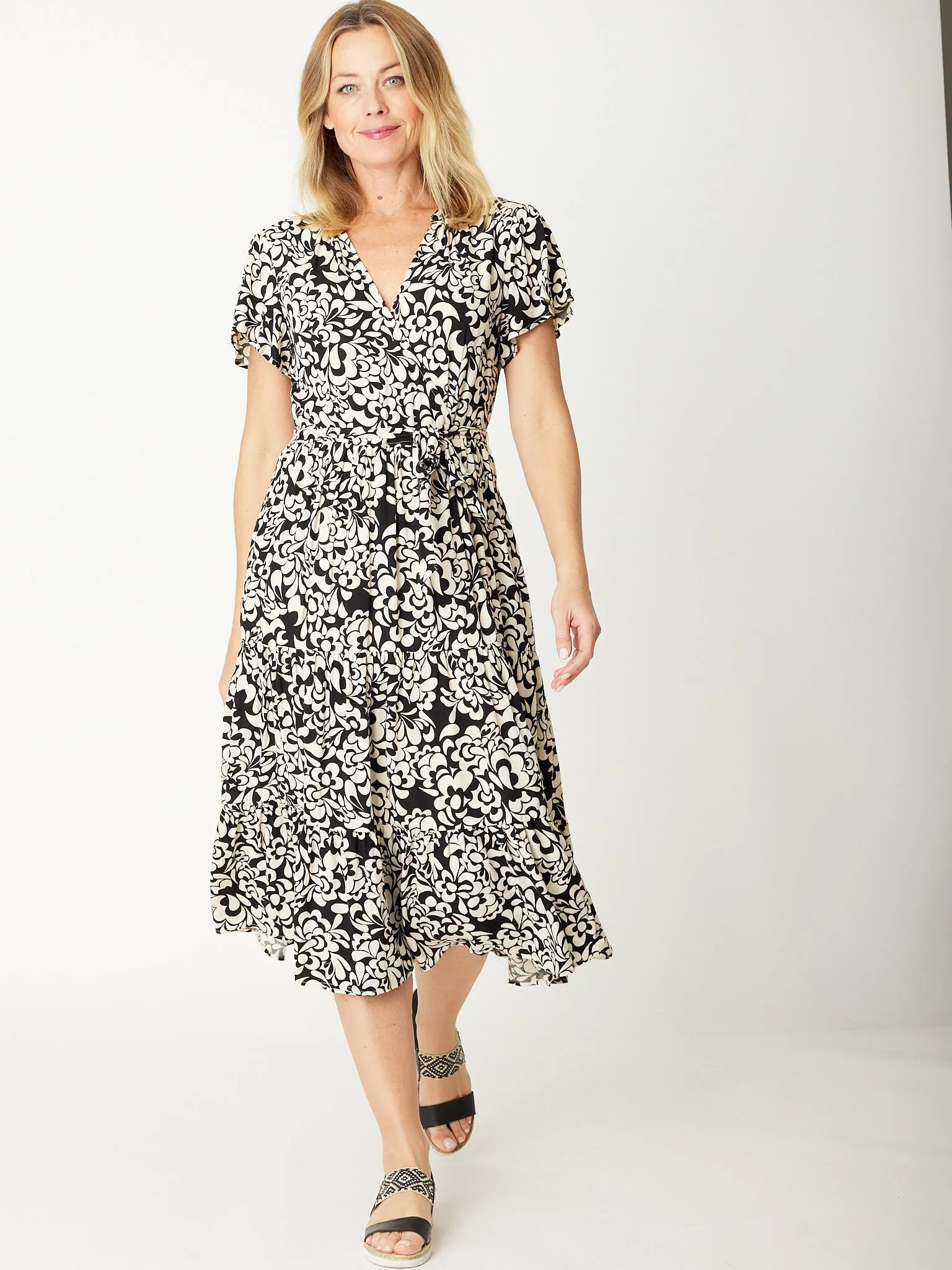 Wrap Flutter Dress- Blacksand 30963