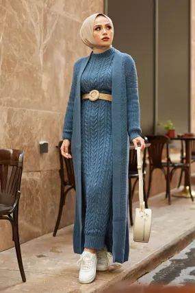 ZRF Women Knit indigo Cardigan Dress Suit - Stafford
